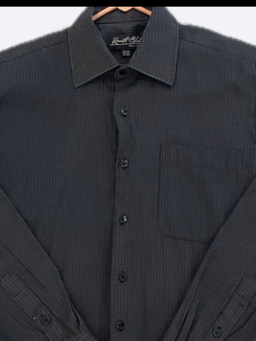 Kenneth Blake NY Black Button Up Long Sleeve Dress Shirt Small PTP 21